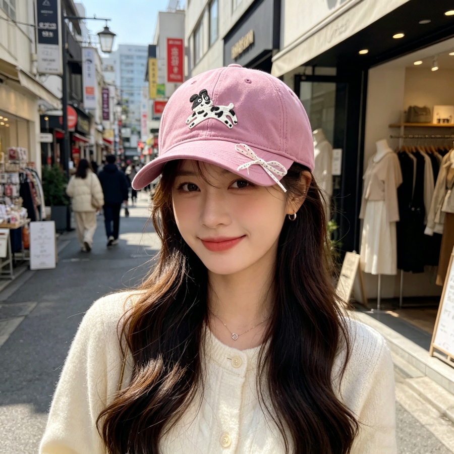 Korean Lifestyle Student - Korean-Style Soft Cute Puppy Embroidered Baseball