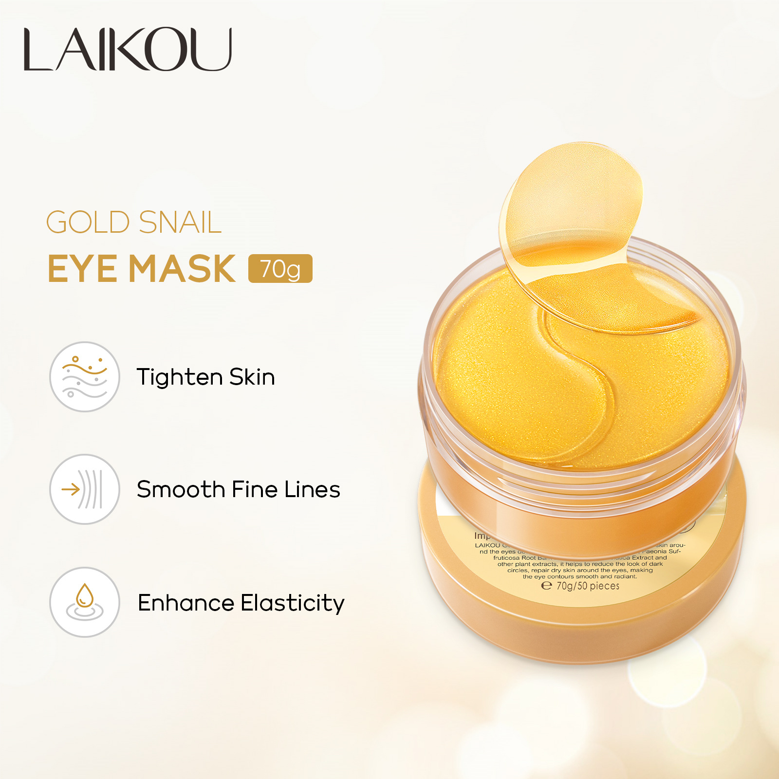 LAIKOU 50pcs Golden Snail Coll - Sheet Mask Collagen 리뷰 및 가격