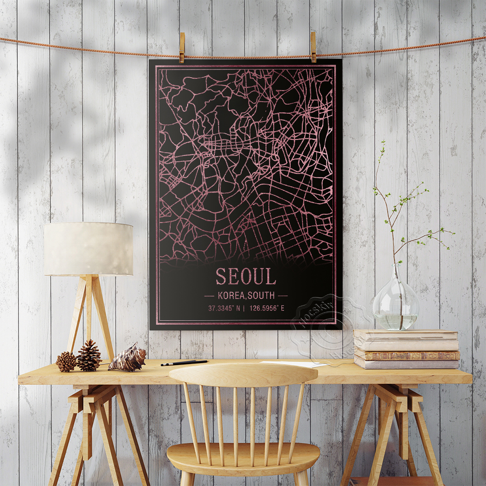 Seoul Korea South Map Art Post - South Korea Lifestyle 리뷰 및 가격