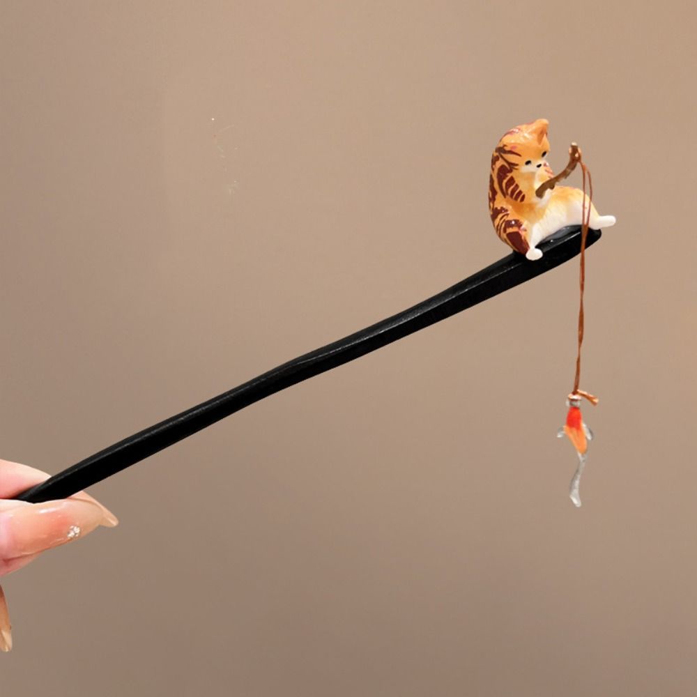 Antique Cat Fishing Wooden Hai - Hanbok Hair Pin 리뷰 및 가격